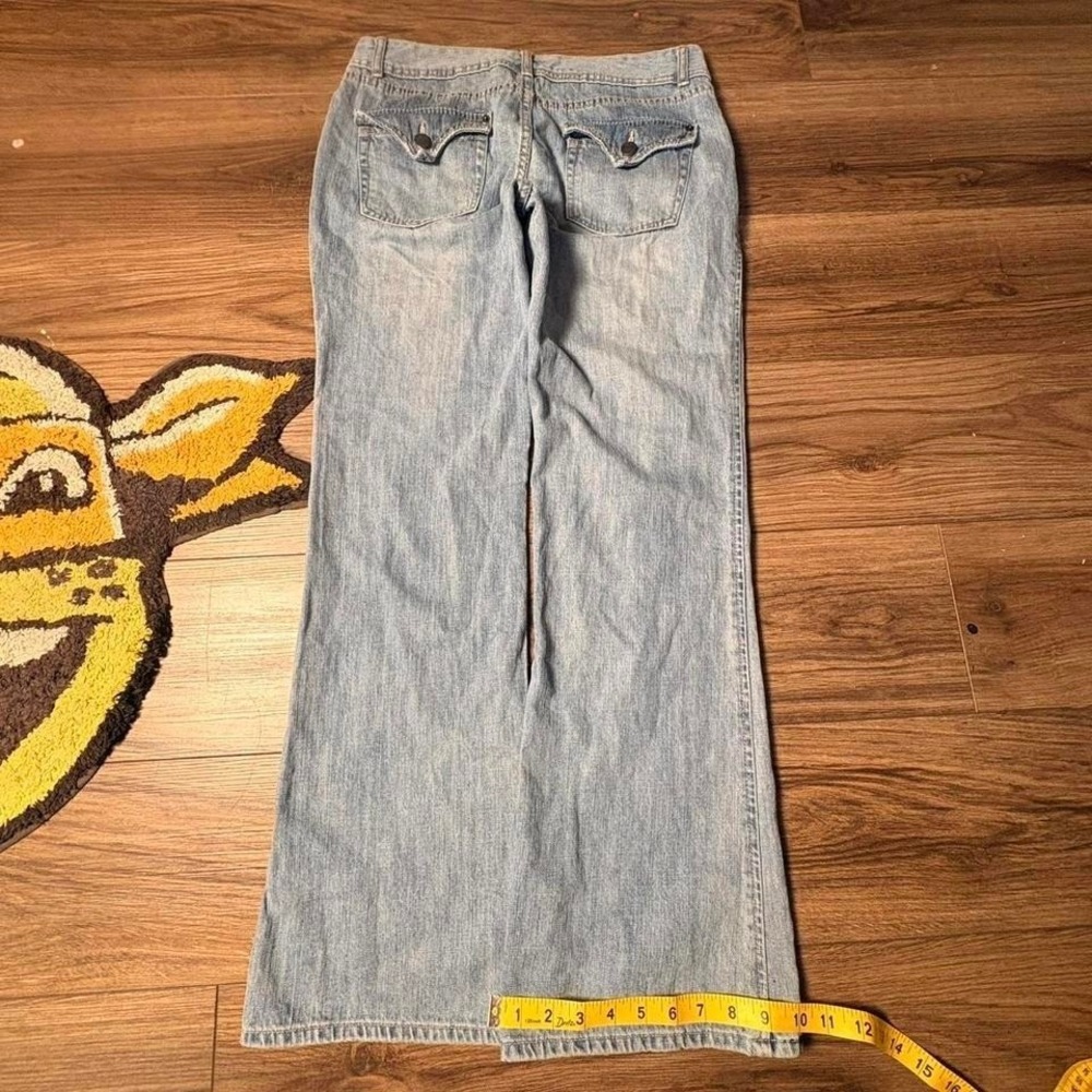 Y2K "dear" blue low rise flare jeans Size 8  (0252)